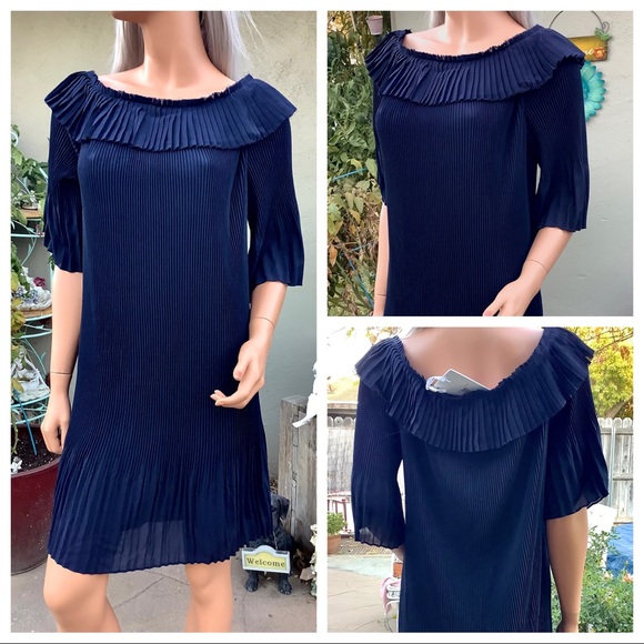 🎉HP NWT Sz6 “Francies Bardot” Ted Baker London Pleated Dress Shoulder Neckline - Picture 12 of 16